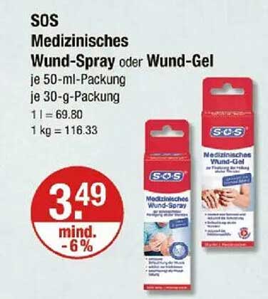 SOS Medizinisches Wund-Spray oder Wund-Gel je 50-ml-Packung