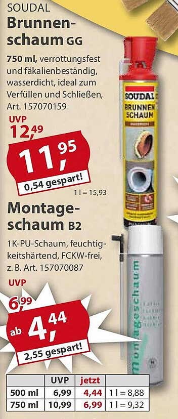 SOUDAL Brunnenschaum GG 750 ml und Montageschaum B2