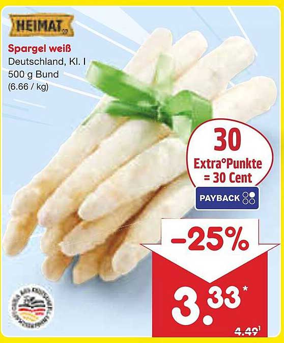 Spargel weiß, Deutschland, Kl. I, 500 g Bund