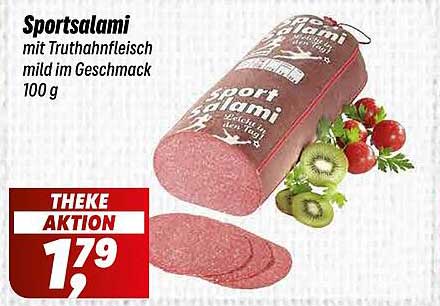 Sportsalami mit Truthahnfleisch mild im Geschmack 100 g