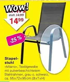 Stapelstuhl „Milano“, Textilgewebe mit pulverbeschichtetem Stahlrahmen
