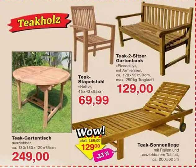 Teak-2-Sitzer Gartenbank "Piccadilly"