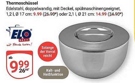 Thermoschüssel aus Edelstahl, doppelwandig, mit Deckel