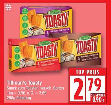 Tillman's Toasty Snack zum Toasten, verschiedene Sorten - 280g Packung