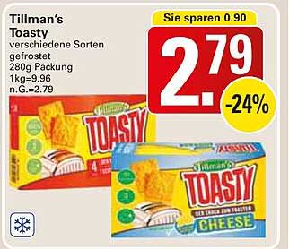 Tillman’s Toasty - verschiedene Sorten, gefrostet, 280g Packung