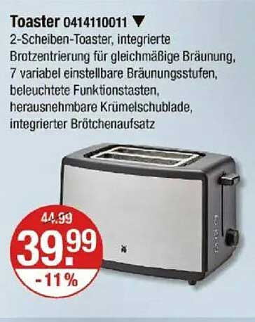 Toaster 0414110011 - 2-Scheiben-Toaster mit integrierter Brotzentrierung