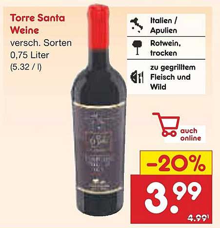 Torre Santa Weine - Verschiedene Sorten, 0,75 Liter