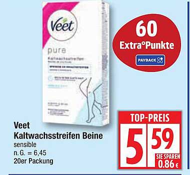 Veet Kaltwachsstreifen Beine sensibel 20er Packung