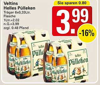 Veltins Helles Pülleken Trägerset 6x0,33L Flasche