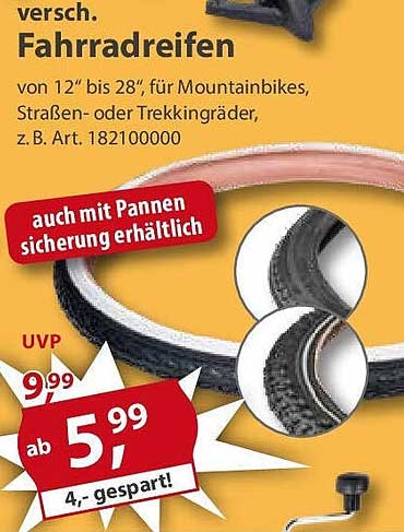versch. Fahrradreifen von 12" bis 28" für Mountainbikes, Straßen- oder Trekkingräder