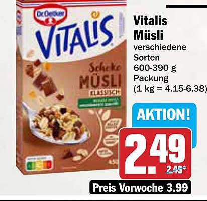 Vitalis Müslis - verschiedene Sorten (600-390 g)