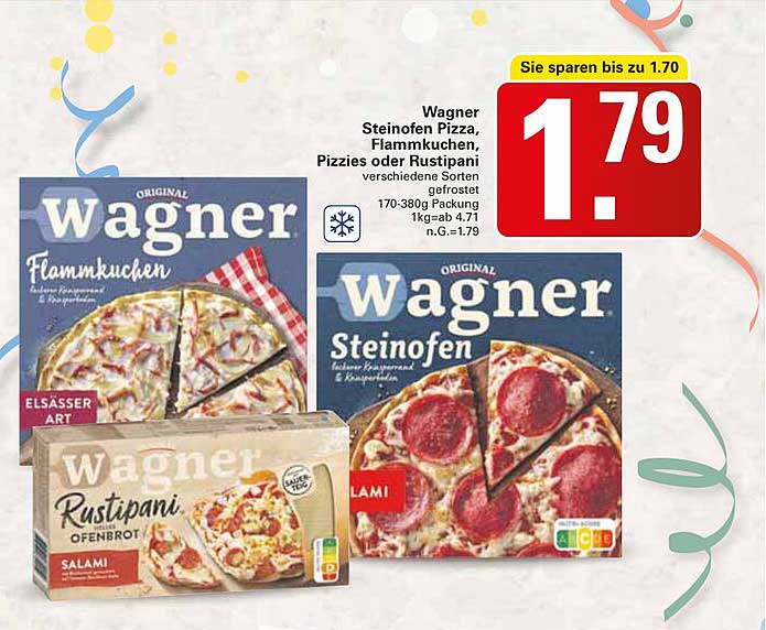 Wagner Steinofen Pizza, Flammkuchen, Pizzies oder Rustipani verschiedene Sorten gefroren