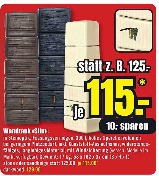 Wandtank »Slim« in Steinoptik