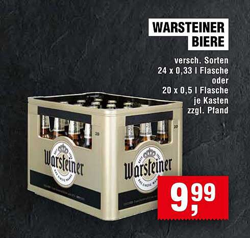 WARSTEINER BIERE 24 x 0,33 l Flasche oder 20 x 0,5 l Flasche
