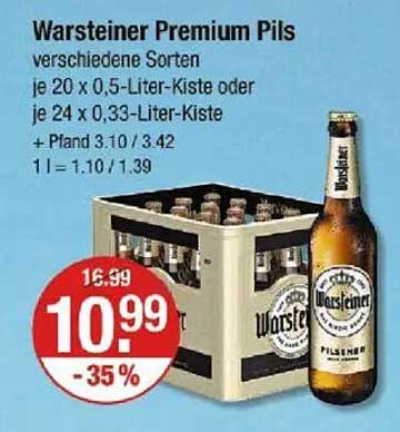 Warsteiner Premium Pils - 20 x 0,5-Liter-Kiste oder 24 x 0,33-Liter-Kiste