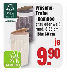 Wäsche-Truhe »Bamboo« grau oder weiß, rund, Ø 35 cm, Höhe 60 cm