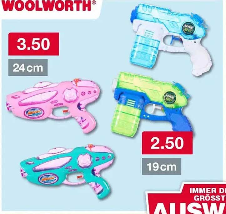Wasserpistolen 24cm und 19cm im Angebot bei Woolworth