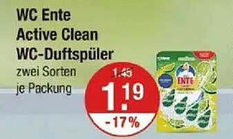 WC Ente Active Clean WC-Duftspender – zwei Sorten je Packung