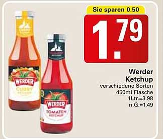 Werder Ketchup – verschiedene Sorten (450ml Flasche)