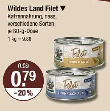 Wildes Land Filet - Katzennahrung, nass, verschiedene Sorten je 80-g-Dose