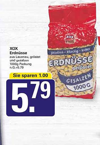 XOX Erdnüsse geröstet, gesalzen - 1000g Packung