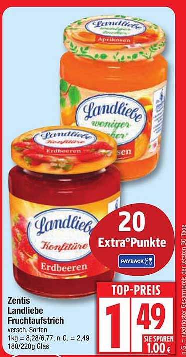 Zentis Landliebe Fruchtaufstrich - Erdbeeren & Aprikosen