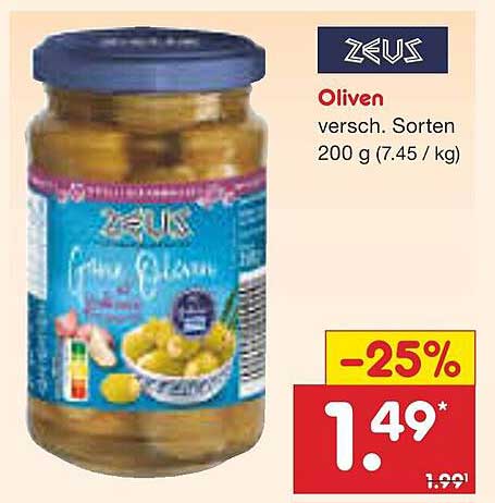 ZEUS Oliven verschiedene Sorten 200 g