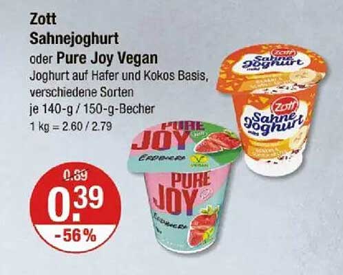 Zott Sahnejoghurt oder Pure Joy Vegan