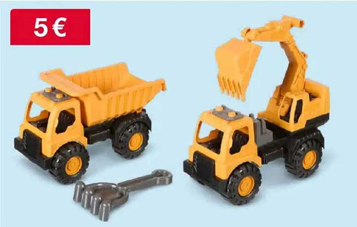 Zweitesiliges Fahrzeugset mit Bagger und Dumper für nur 5 €