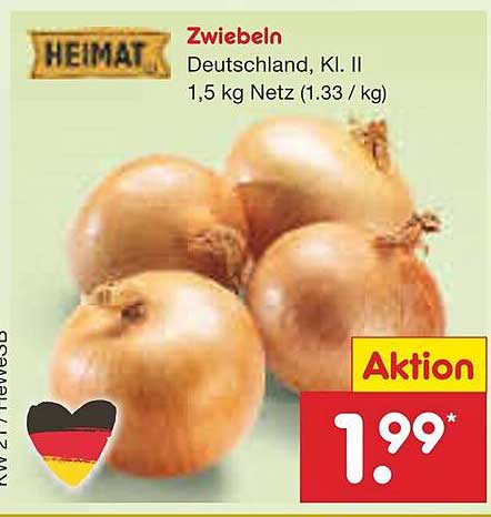 Zwiebeln Deutschland, Kl. II - 1,5 kg Netz