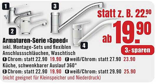 Armaturen-Serie »Speed« inkl. Montage-Sets und flexiblen Anschlussschläuchen, Waschtisch