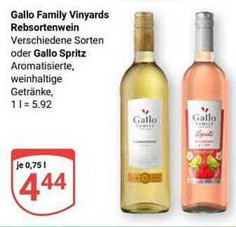 Gallo Family Vineyards Rebsortenwein Verschiedene Sorten oder Gallo Spritz Aromatisierte, weinartige Getränke, 1 l = 5.92