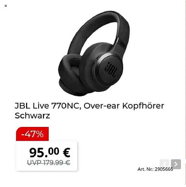 JBL Live 770NC, Over-ear Kopfhörer Schwarz