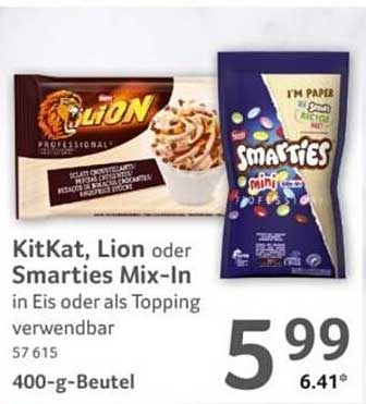 KitKat, Lion oder Smarties Mix-In in Eis oder als Topping verwendbar