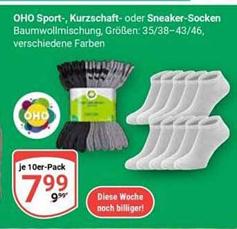 OHO Sport-, Kurzschaft- oder Sneaker-Socken Baumwollmischung, Größen: 35/38–43/46, verschiedene Farben