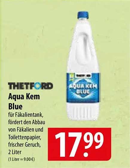 THETFORD Aqua Kem Blue für Fäkalientank, fördert den Abbau von Fäkalien und Toilettenpapier, frischer Geruch, 2 Liter