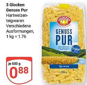 3 Glocken Genuss Pur Hartweizenteigwaren - Verschiedene Ausformungen