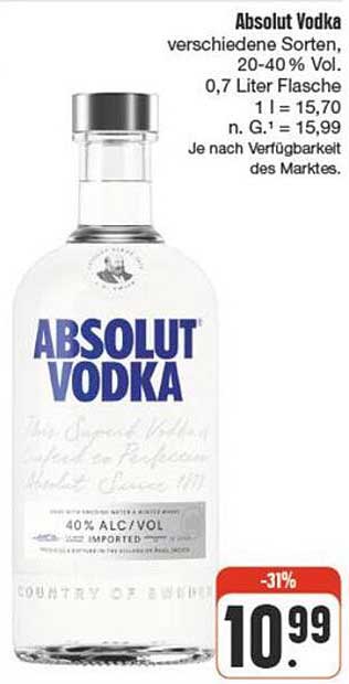 Absolut Vodka verschiedene Sorten, 0,7 Liter Flasche