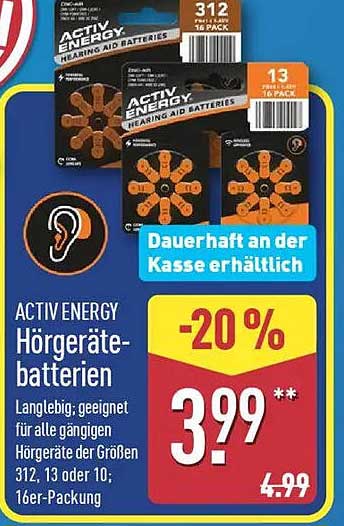 ACTIV ENERGY Hörgerätebatterien 16er-Packung