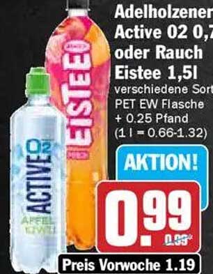 Adelholzener Active O2 0,7l oder Rauch Eistee 1,5l – Verschiedene Sorten