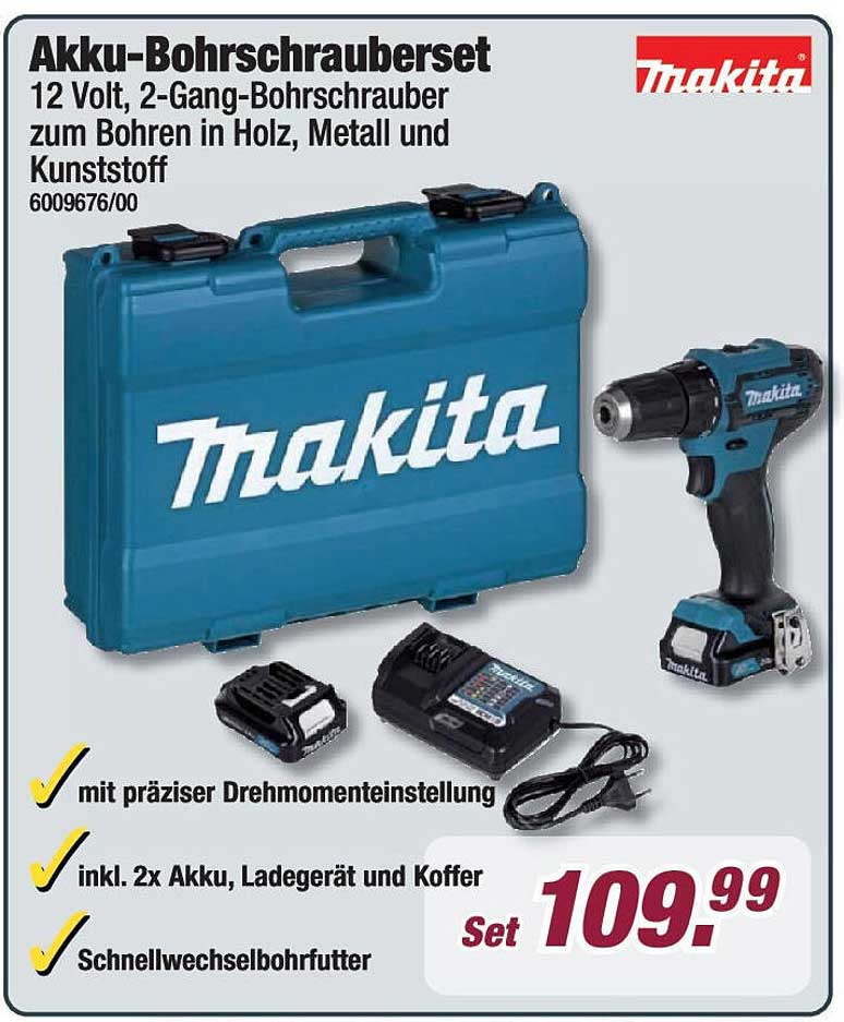 Akku-Bohrschrauber-Set 12 Volt, 2-Gang von Makita