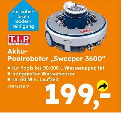 Akku-Poolroboter „Sweeper 3600“