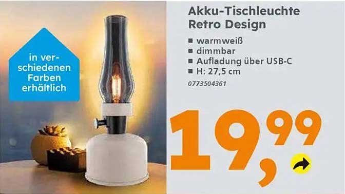 Akku-Tischleuchte Retro Design
