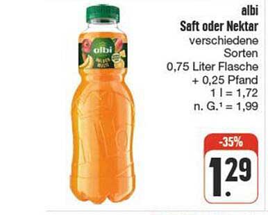 albi Saft oder Nektar verschiedene Sorten 0,75 Liter Flasche