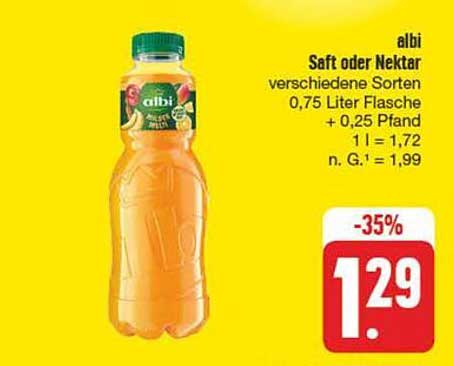 albi Saft oder Nektar verschiedene Sorten 0,75 Liter Flasche