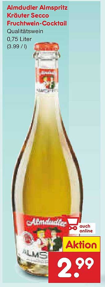 Almdudler Almspritz Kräuter Secco Fruchtwein-Cocktail 0,75 Liter