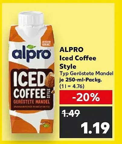ALPRO Iced Coffee Style Geröstete Mandel 250 ml