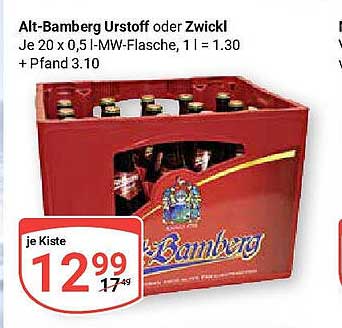 Alt-Bamberg Urstoff oder Zwickl, 20 x 0,5 l Kiste