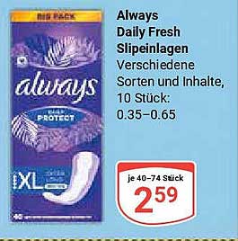 Always Daily Fresh SlipEinlagen, 10 Stück