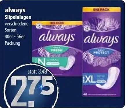 always Sliepeinlagen - verschiedene Sorten 40er - 56er Packung